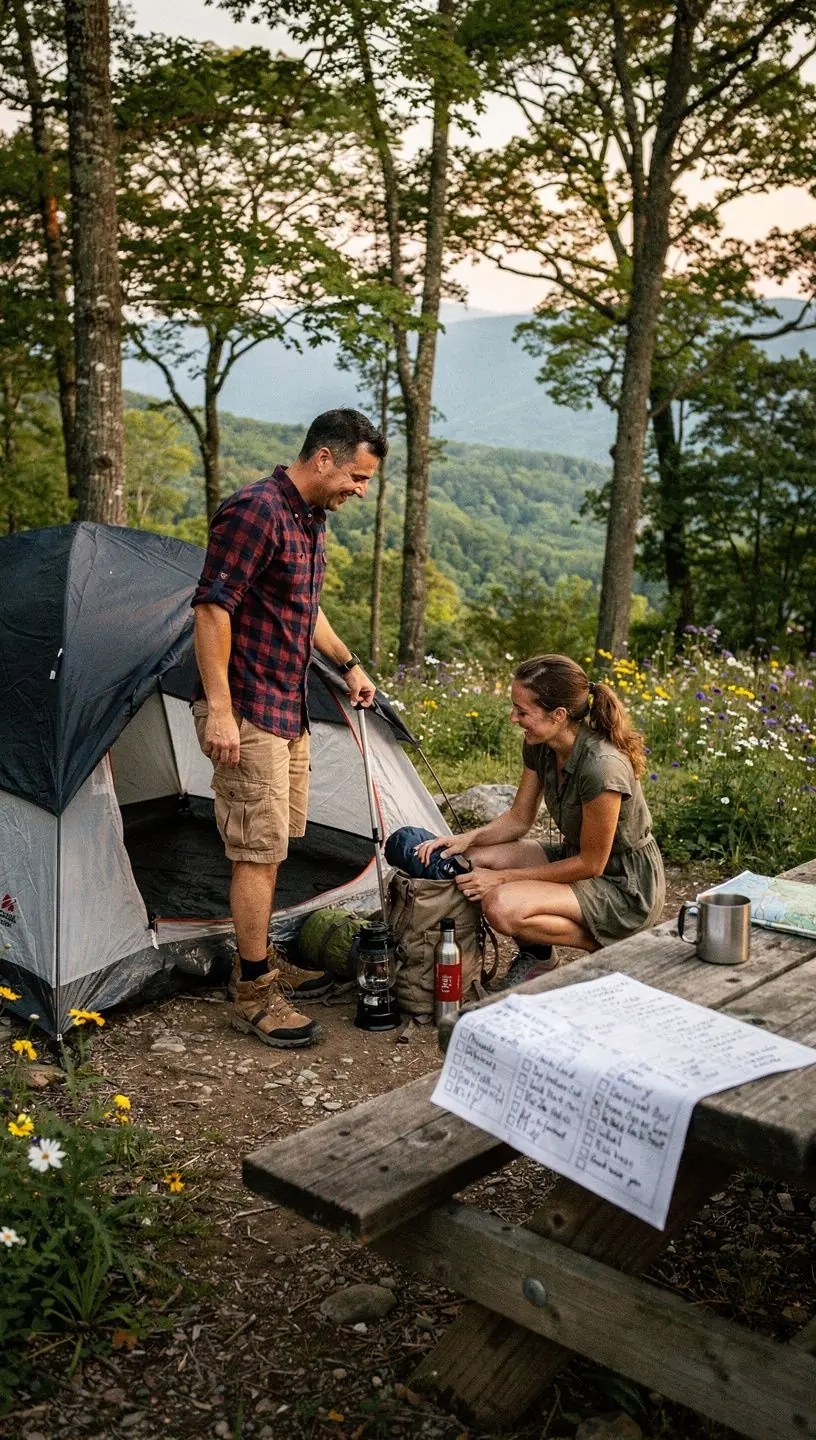 Piękne jezioro otoczone zielonymi wzgórzami, idealne na piknik.